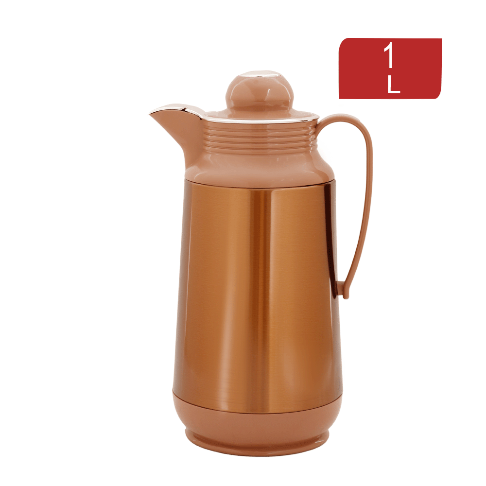 ثلاجة شاي فاكيوم ستانلس ستيل بغطاء ضغطة سعة 1 لتر موديل AW-123 - بني