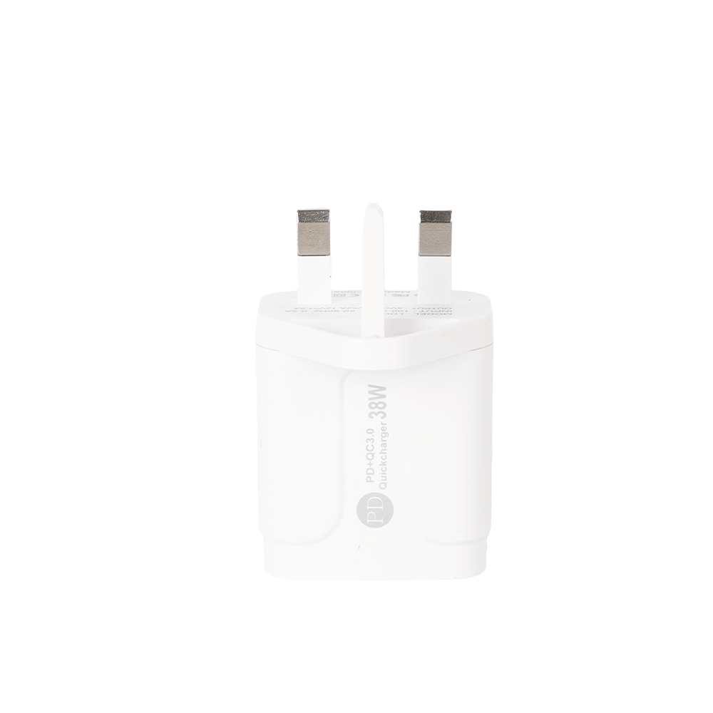 رأس شاحن بي دي بقوة 38 واط بتقنية الشحن السريع موديل LDO-NA03 - أبيض