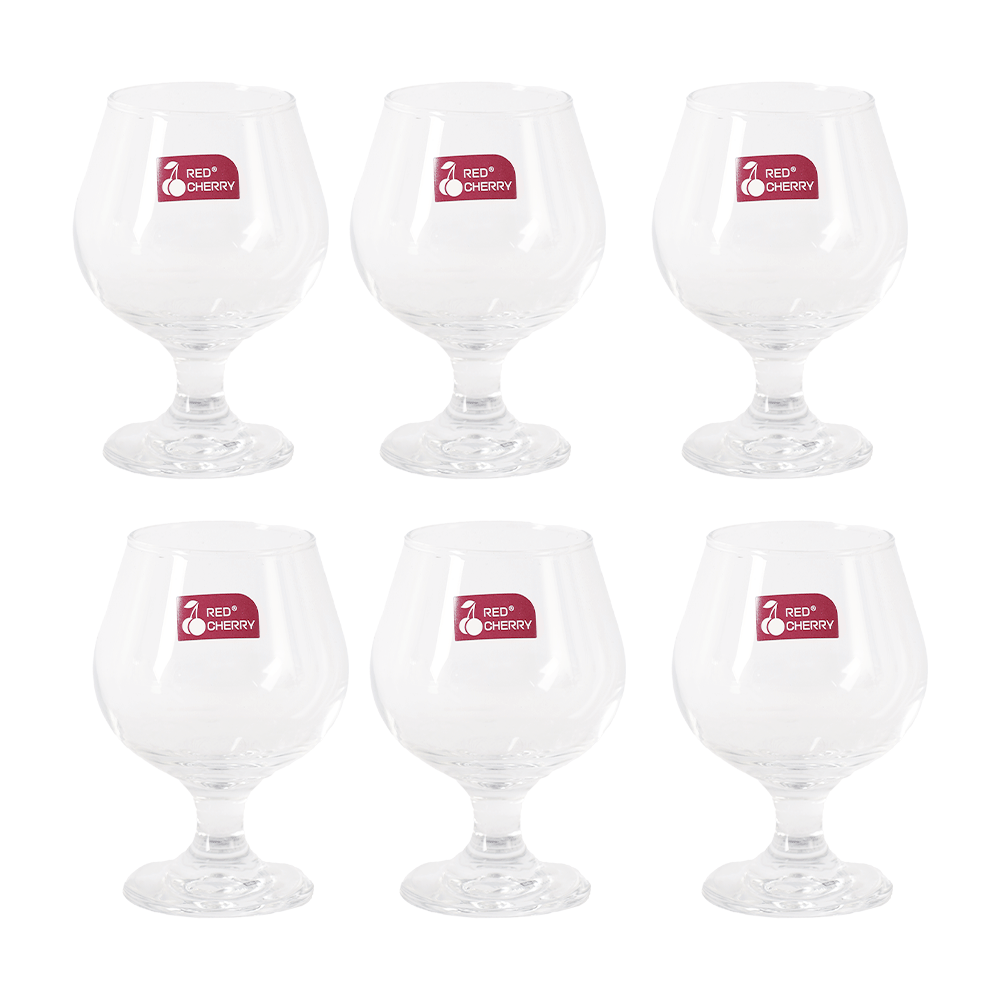 كاسات عصير رد شير بقاعدة زجاجية شفاف موديلHG3704 بسعة 260 مل - 6 قطع