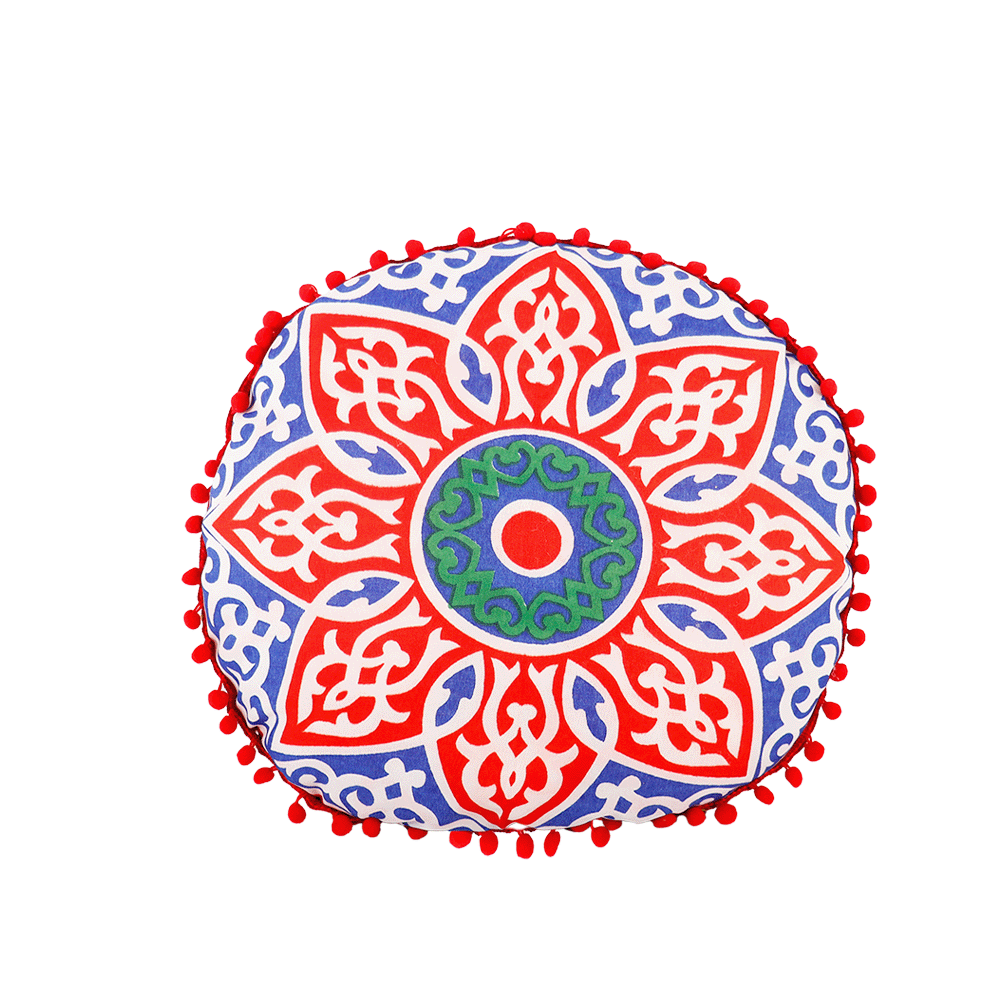 وسادة ديكور الوسام دائرية بتصميم رمضاني - أحمر