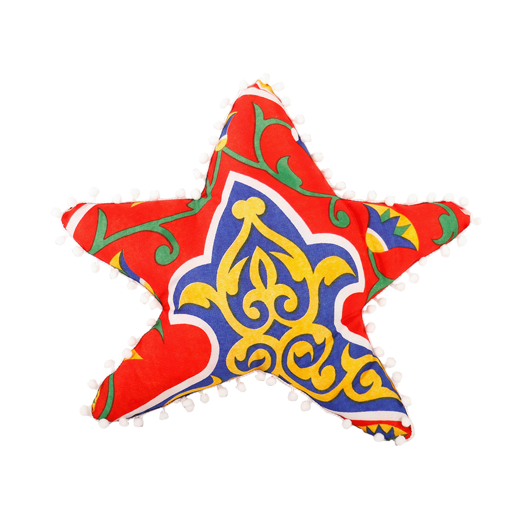 وسادة ديكور الوسام شكل نجمة بتصميم رمضاني - أحمر
