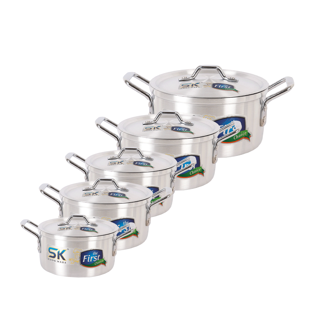 طقم قدوراس كي معدن باكستاني باحجام مختلفة فضي - 10 قطع