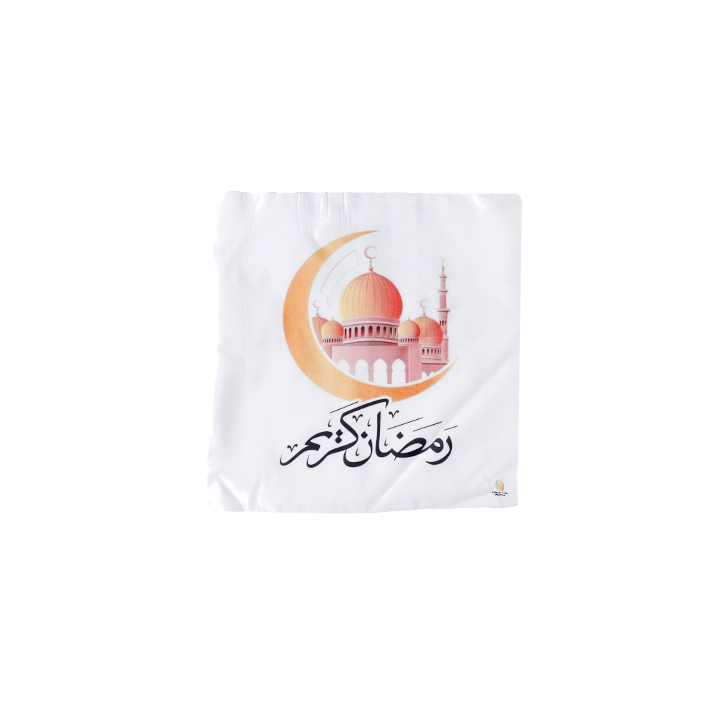  كيس مخدة حرير من قطن بأشكال رمضانية - أبيض