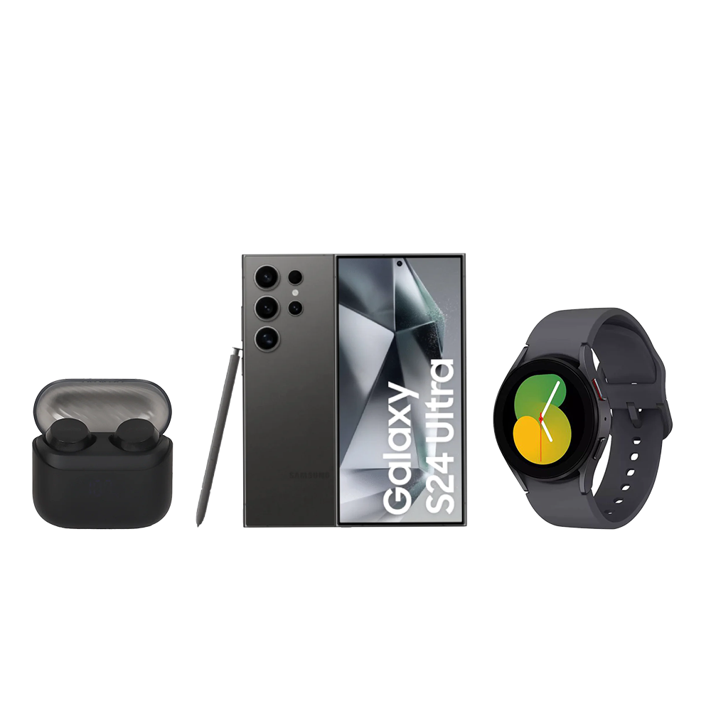باكج سامسونج جالكسي اس24 الترا مجدد وكالة بلأضافة الى سامسونج جالاكسي 5 ساعة ذكية مع أورايمو سماعة بلوتوت