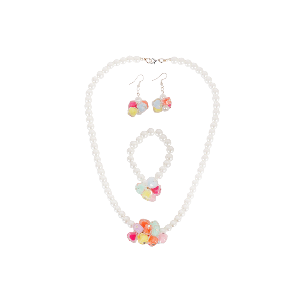 طقم اكسسوارات نسائي من نونا كلاسيكي من اللؤلؤ الأبيض