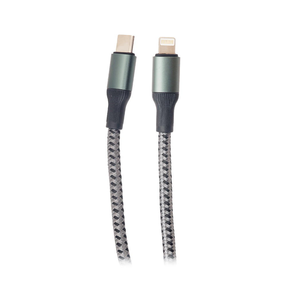 كابل شحن سيندام بسلك قماش منسوج تايب سي إلى آيفون و شحن سريع بقوة 30 وات موديل M53 - أسود