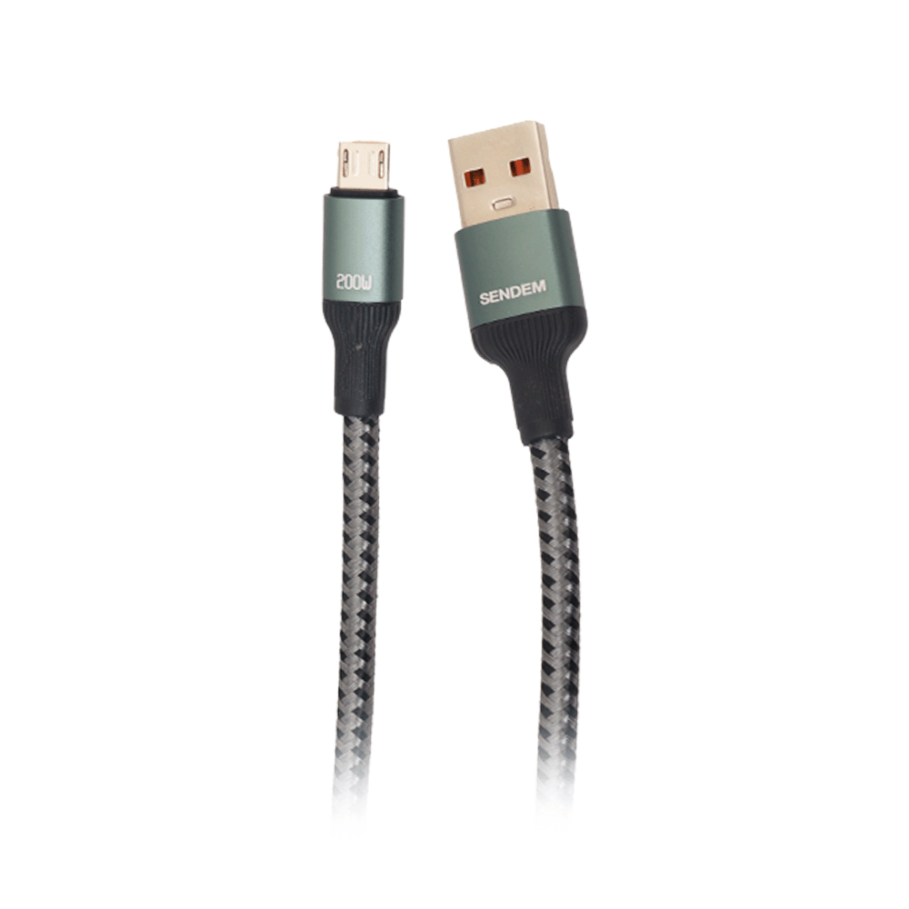 كابل شحن سيندام سريع مايكر يو إس بي بقوة 200 وات موديل M52 - أسود