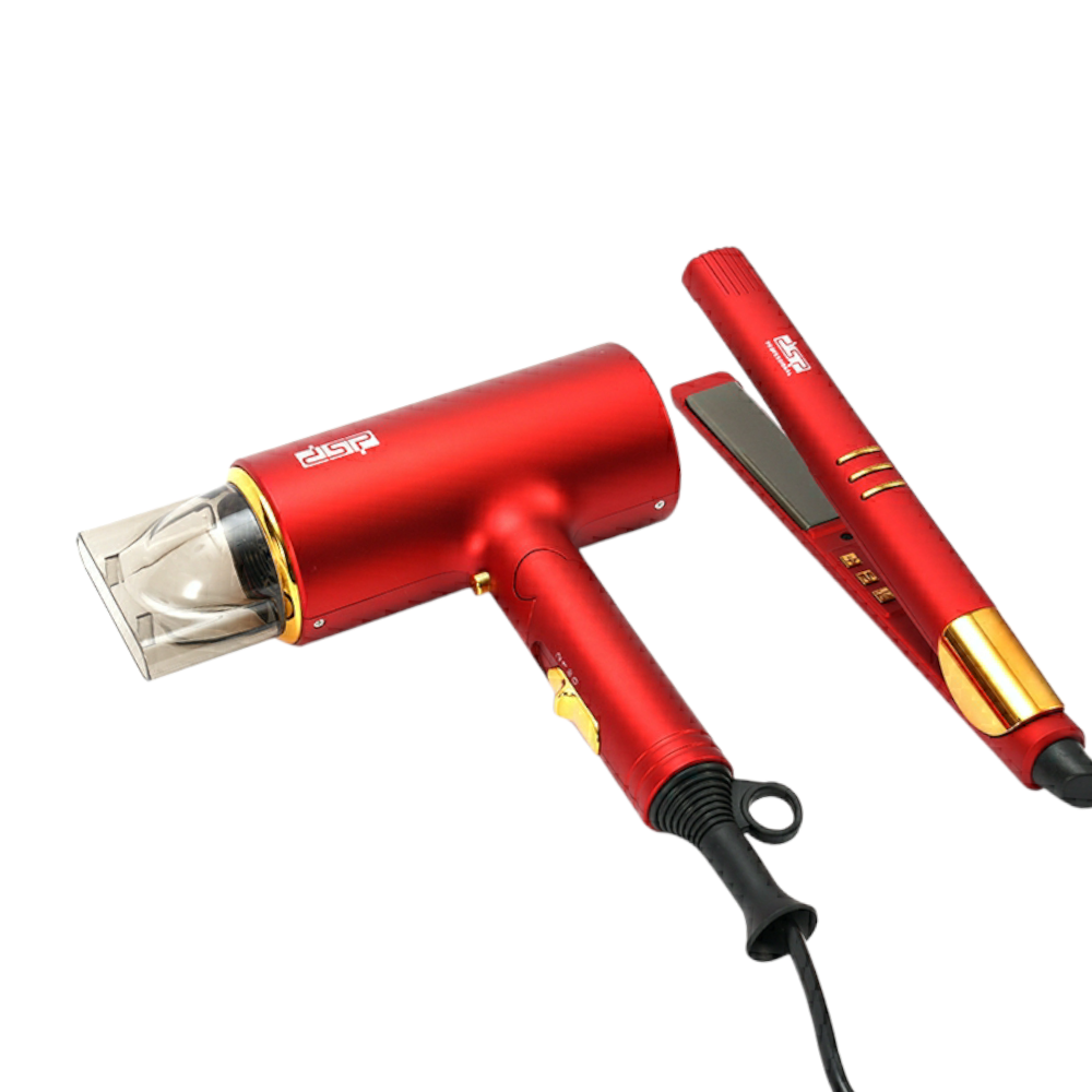 دي اس بي طقم مصفف هوائي بقوة 1000 وات + مملس شعربقوة 38 وات موديل 8010A - احمر