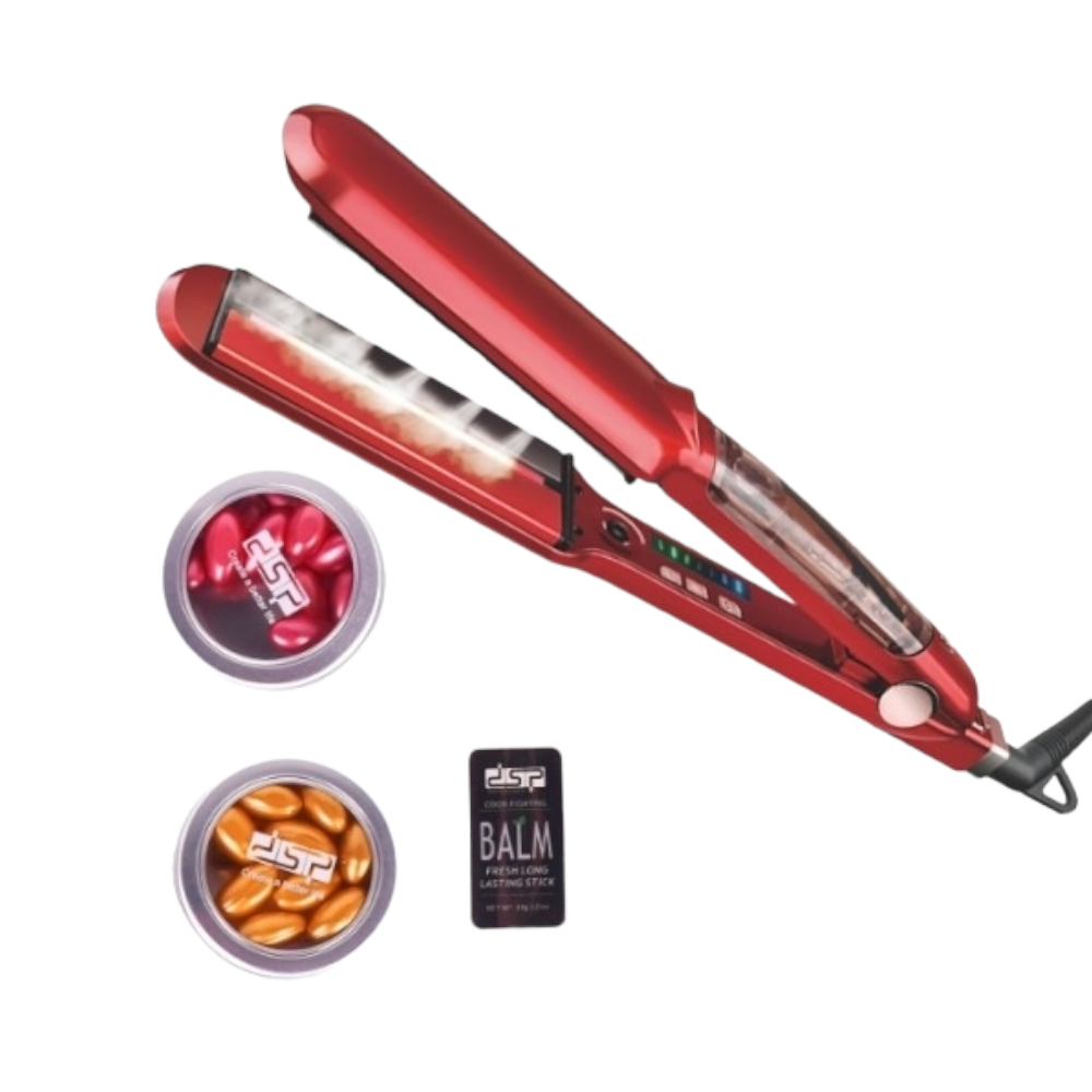 دي أس بي مملس الشعر بتكنلوجيا البخار و بـ 5 مستويات لدرجة الحرارة قوة 80 وات موديل 10242 - أحمر