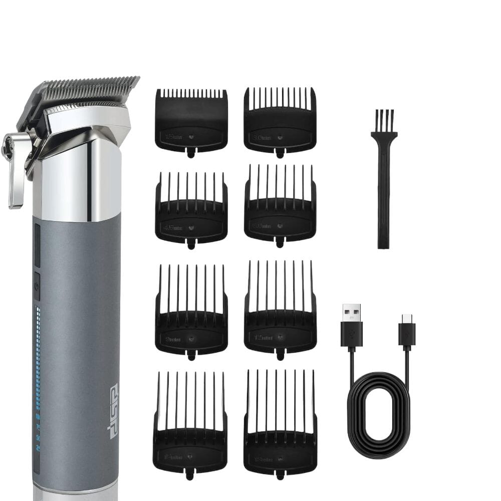 دي اس بي ماكينة حلاقة كهربائية قابلة للتعديل للرجال بقوة 5 وات مع شاشة LED موديل 90639 - رمادي 