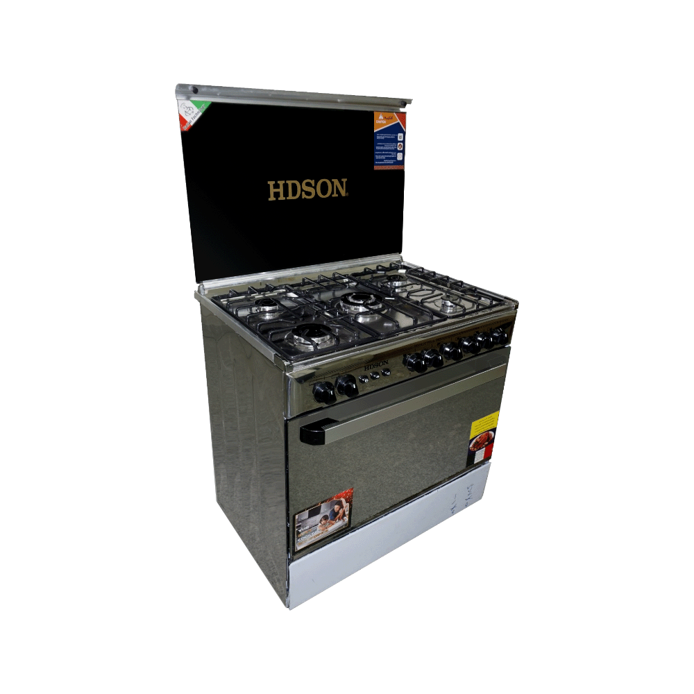 هدسون طباخة غاز 5 شعلات موديل HC-8060-G مقاس 80*60 سم - فضي
