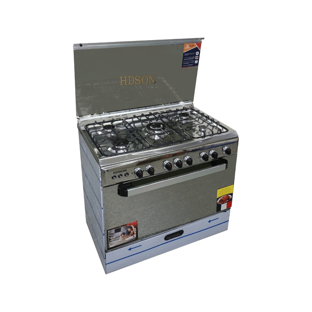 هدسون طباخة غاز 5 شعلات موديل HC-8060-G مقاس 80*60 سم - فضي