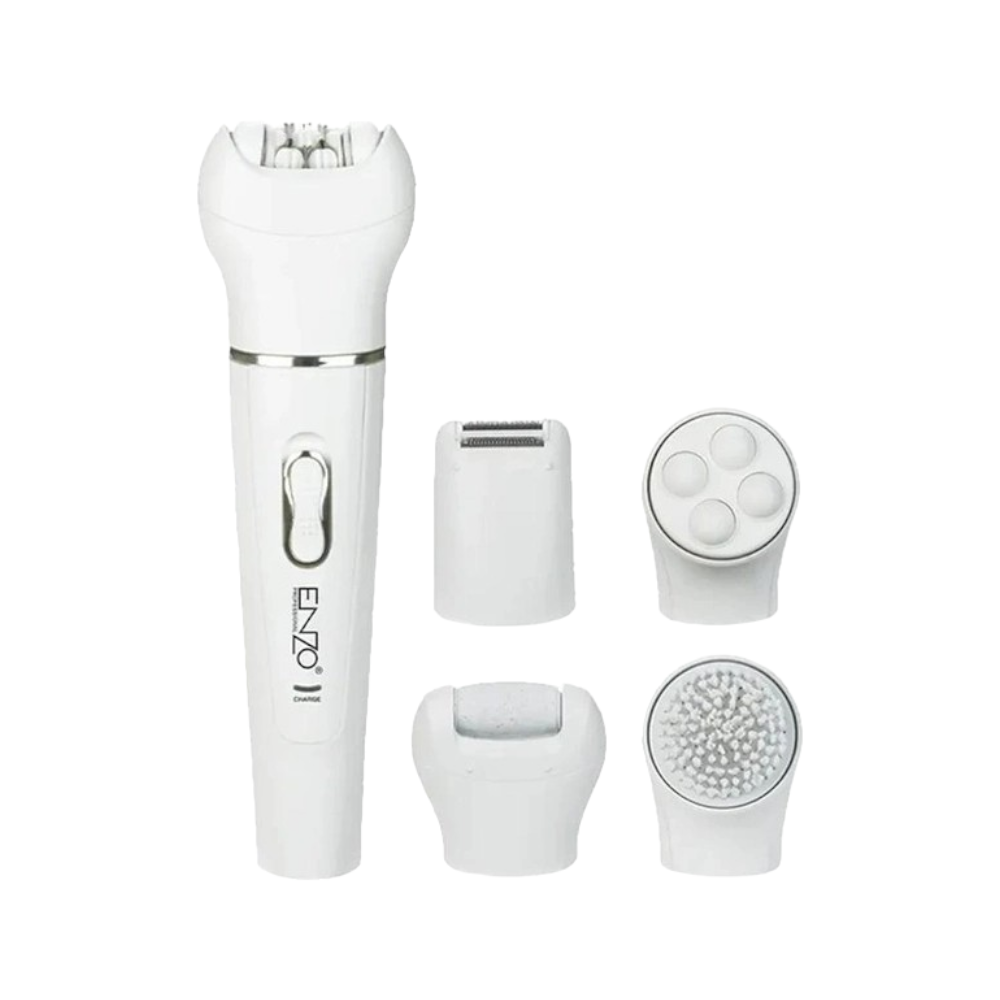إنزو طقم آلة نتف وحلاقة الشعر 5 في 1 للنساء موديل EN-0104 - أبيض