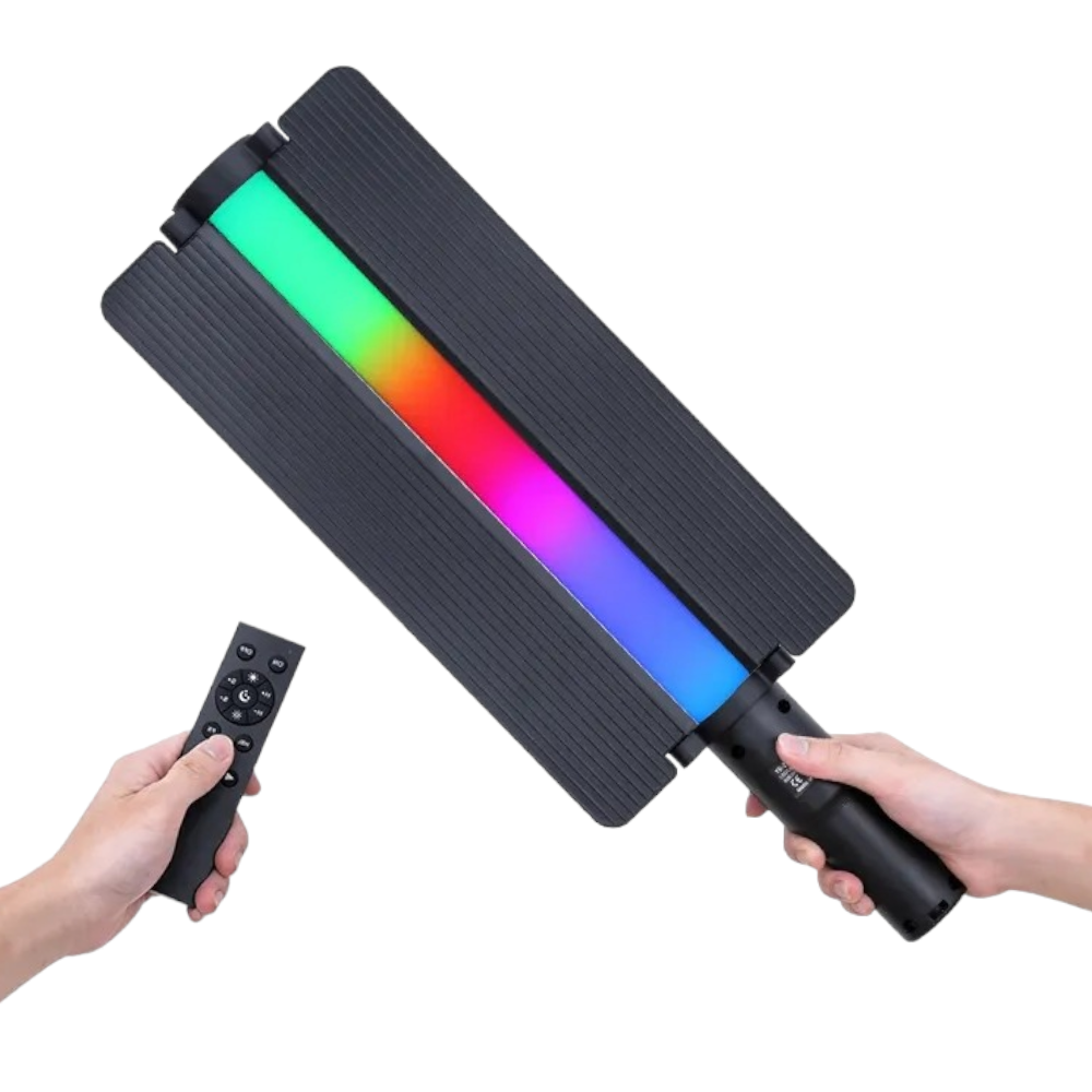 آر جي بي عصا إضاءة تصوير متعددة الألوان تعمل بالشحن بقوة 20 وات موديل YB-200-RGB - أسود