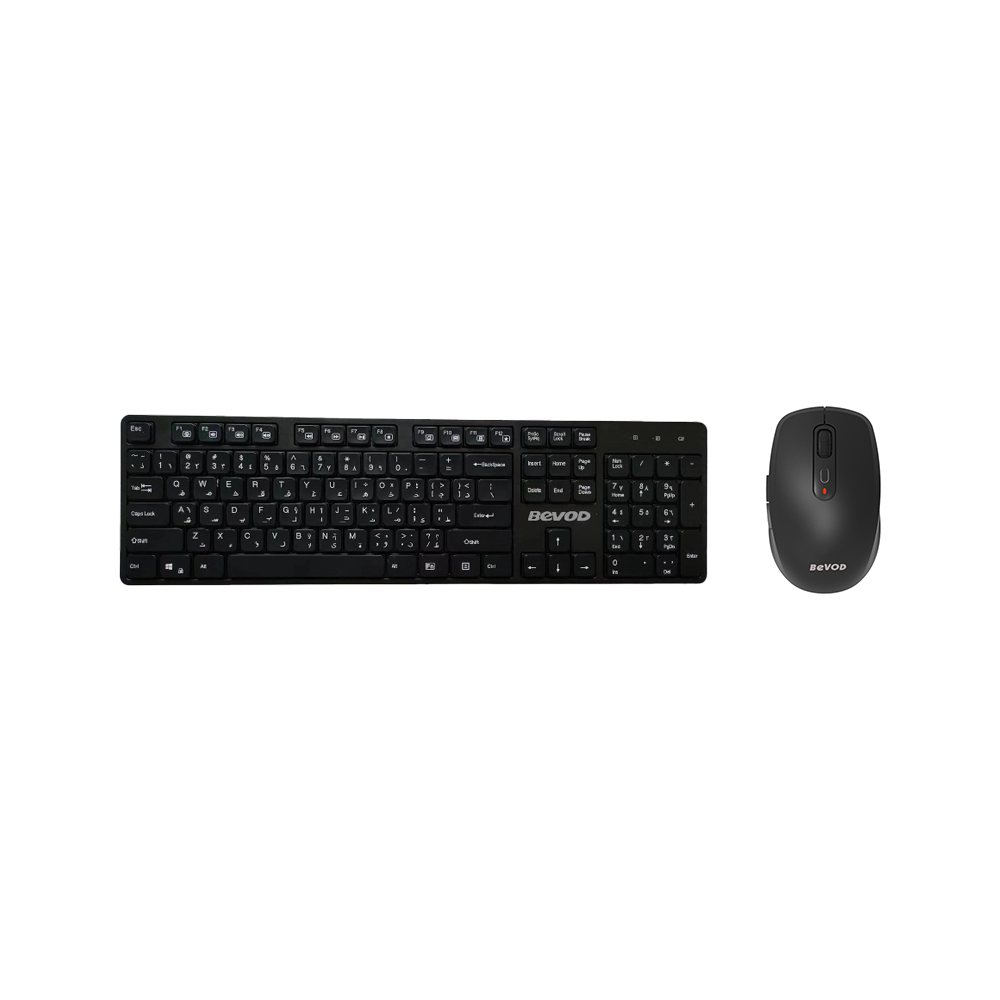 بيفود ماوس مكتبي لاسلكي موديل BVM-519GX + كيبورد موديل BVSK-800G- أسود