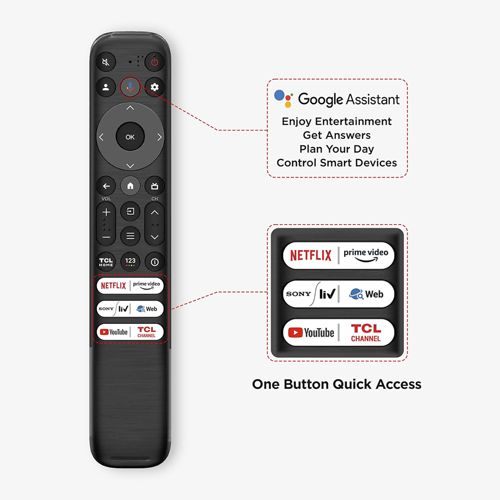 تي سي إل تلفزيون 4K Ultra HD سمارت مقاس 55 بوصة قوة 125 وات موديل 55V6B - أسود
