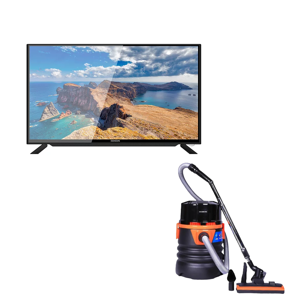 هيدسون تلفزيون سمارت ضد الكسر مقاس 43 بوصة قوة 45 وات موديل HLD-P43FSW-8G + هدسون مكنسة كهربائية رطبة / جافة بقوة 1800 وات وسعة 18 لتر موديلHVC-P3695WD 