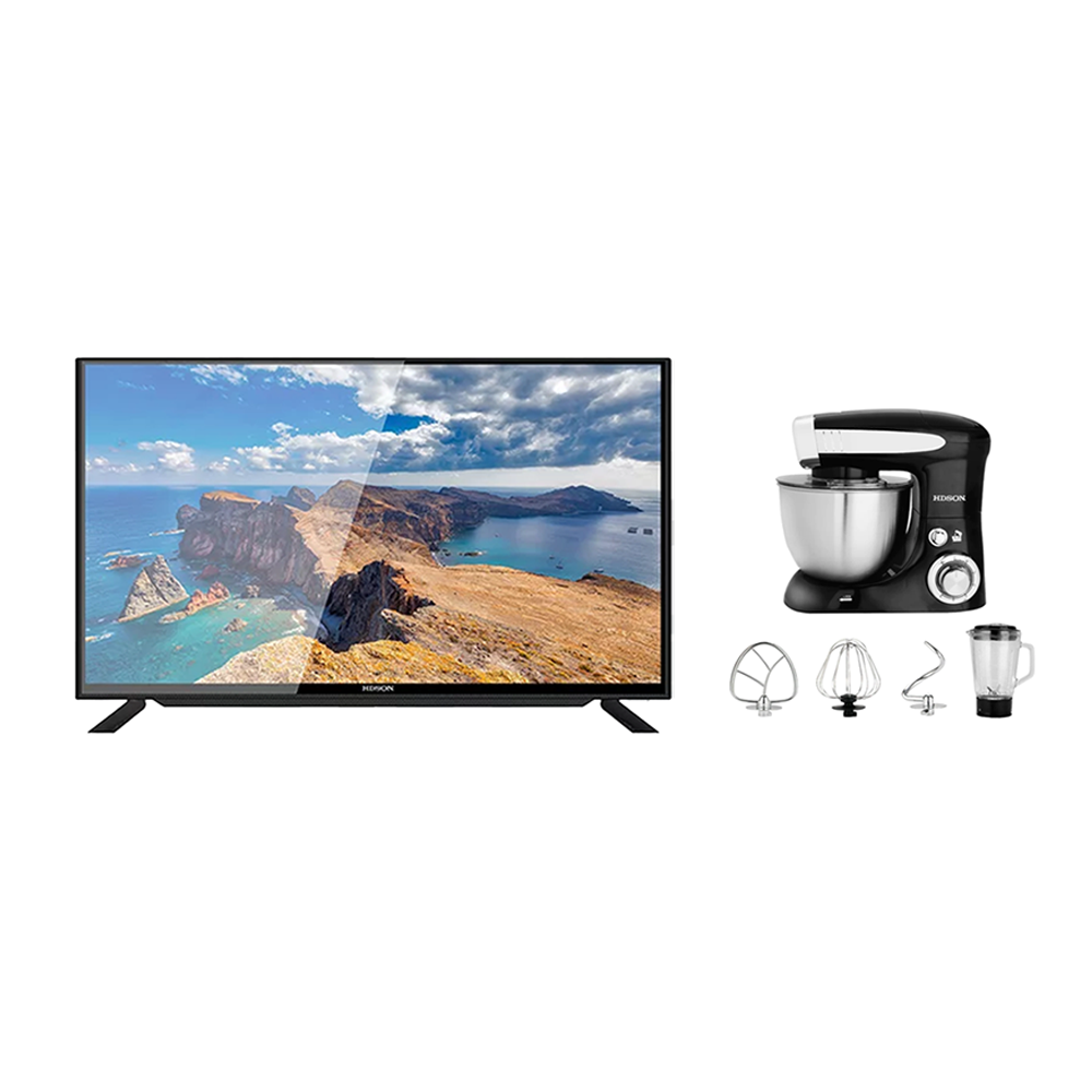 هيدسون تلفزيون سمارت ضد الكسر مقاس 43 بوصة قوة 45 وات موديل HLD-P43FSW-8G + هدسون عجانة كهربائية بقوة 800 وات وسعة 4 لترموديل HSM-232-B4