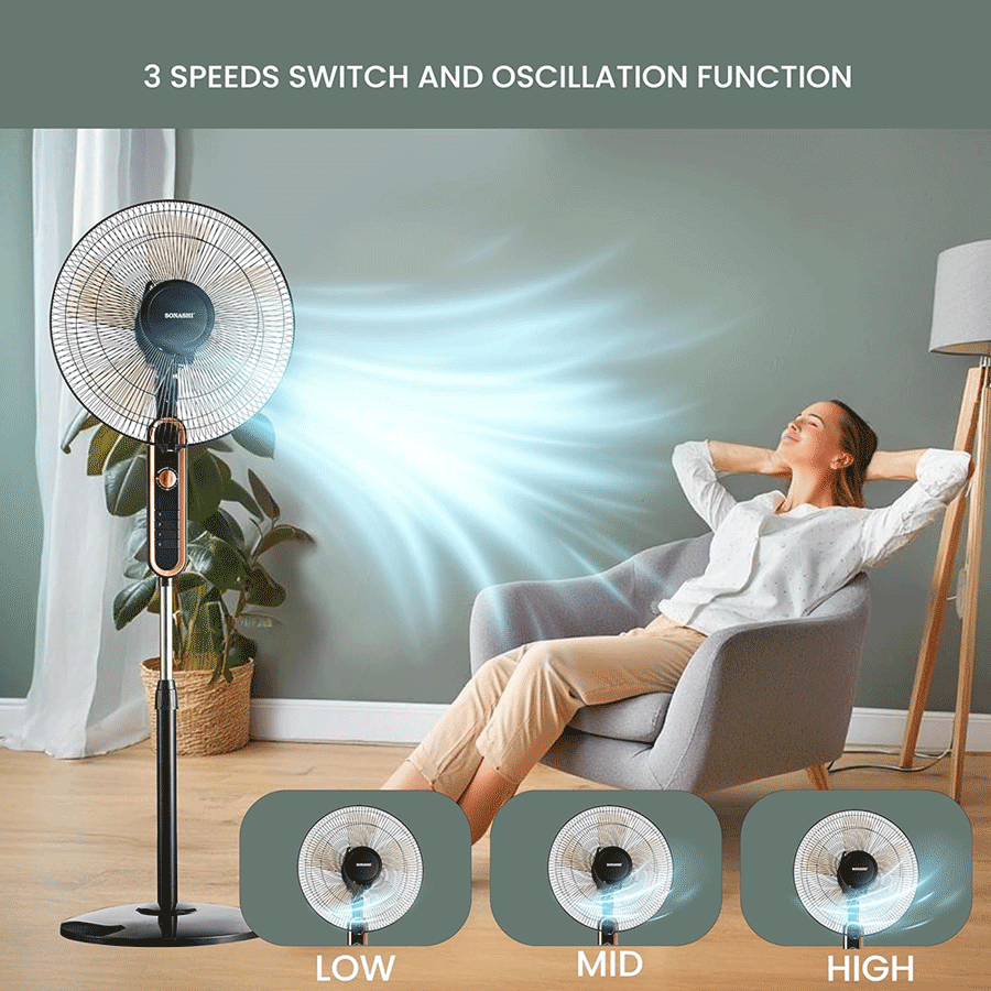 سوناشي مروحة كهرباء عمودية قوة 60 وات موديل SF-8025S - أسود 