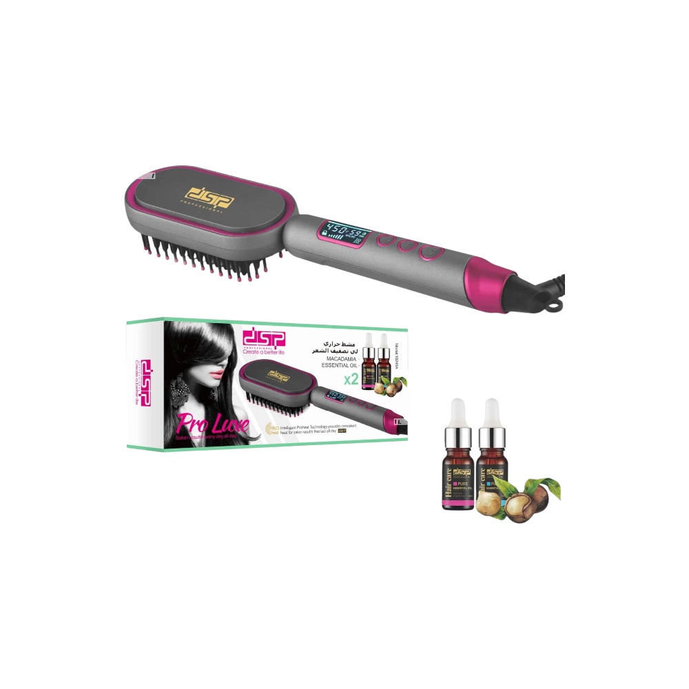 دي اس بي فرشاة تمليس الشعر الكهربائية بالزيت الأيوني بقوة 60 وات موديل 10248 - رمادي