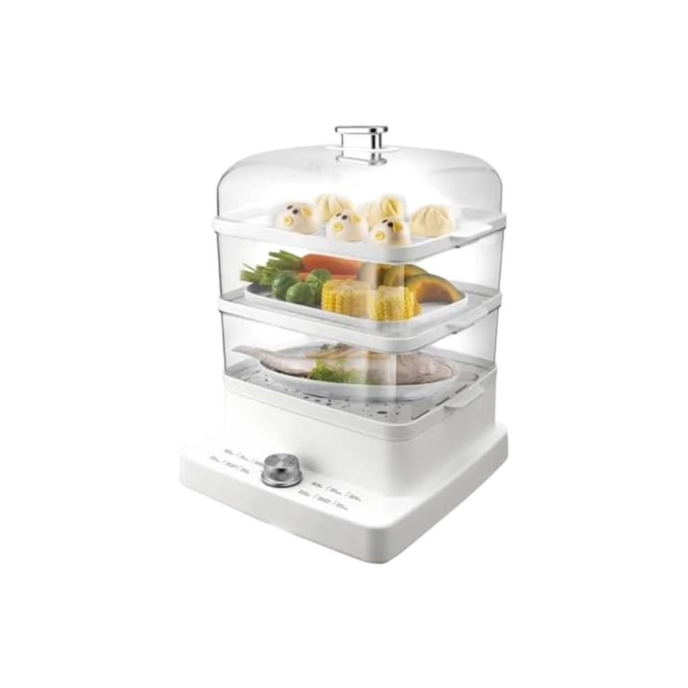 دي اس بي جهاز طهي الطعام بالبخار الكهربائي 3 طبقات بقوة 1200 وات موديل KA5015 - أبيض