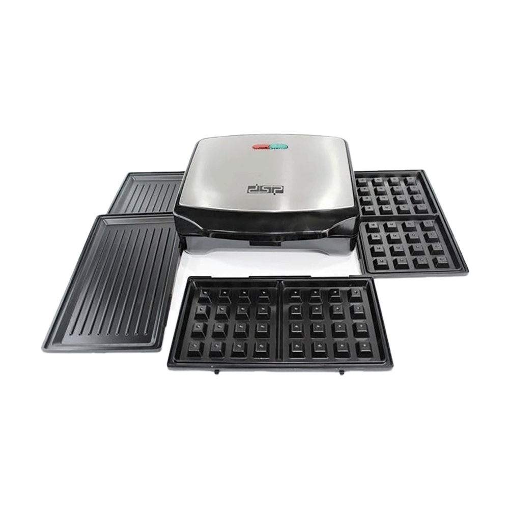 دي اس بي ماكينة صنع الساندويش والوافل 3 في 1 متعددة الوظائف قوة 750 وات موديل KC1158 - أسود