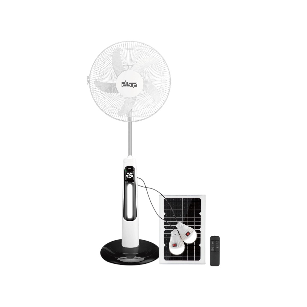 دي اس بي مروحة عمودية تعمل بالطاقة الشمسية 18 بوصة مع إضاءة LED وبطارية 12 فولت موديل KD3093 - متعددة الألوان