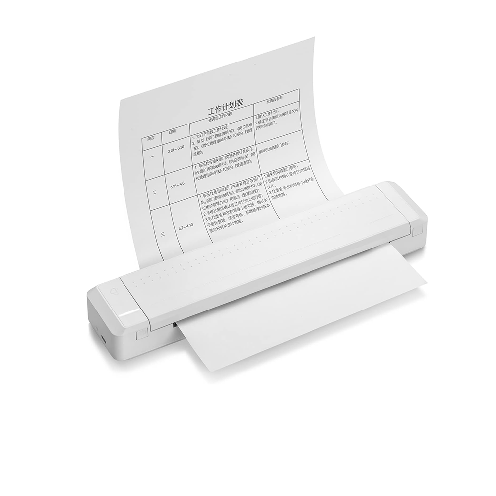 طابعة رسائل حرارية لاسلكية صغيرة بدون حبر بتقنية البلوتوث - أبيض