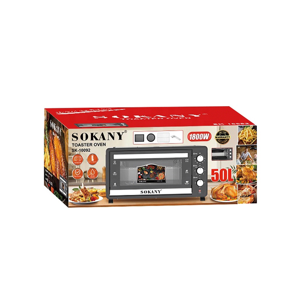 سوكاني فرن كهربائي بسعة 50 لتر وقوة 1800 وات موديل SK-10092 - رمادي