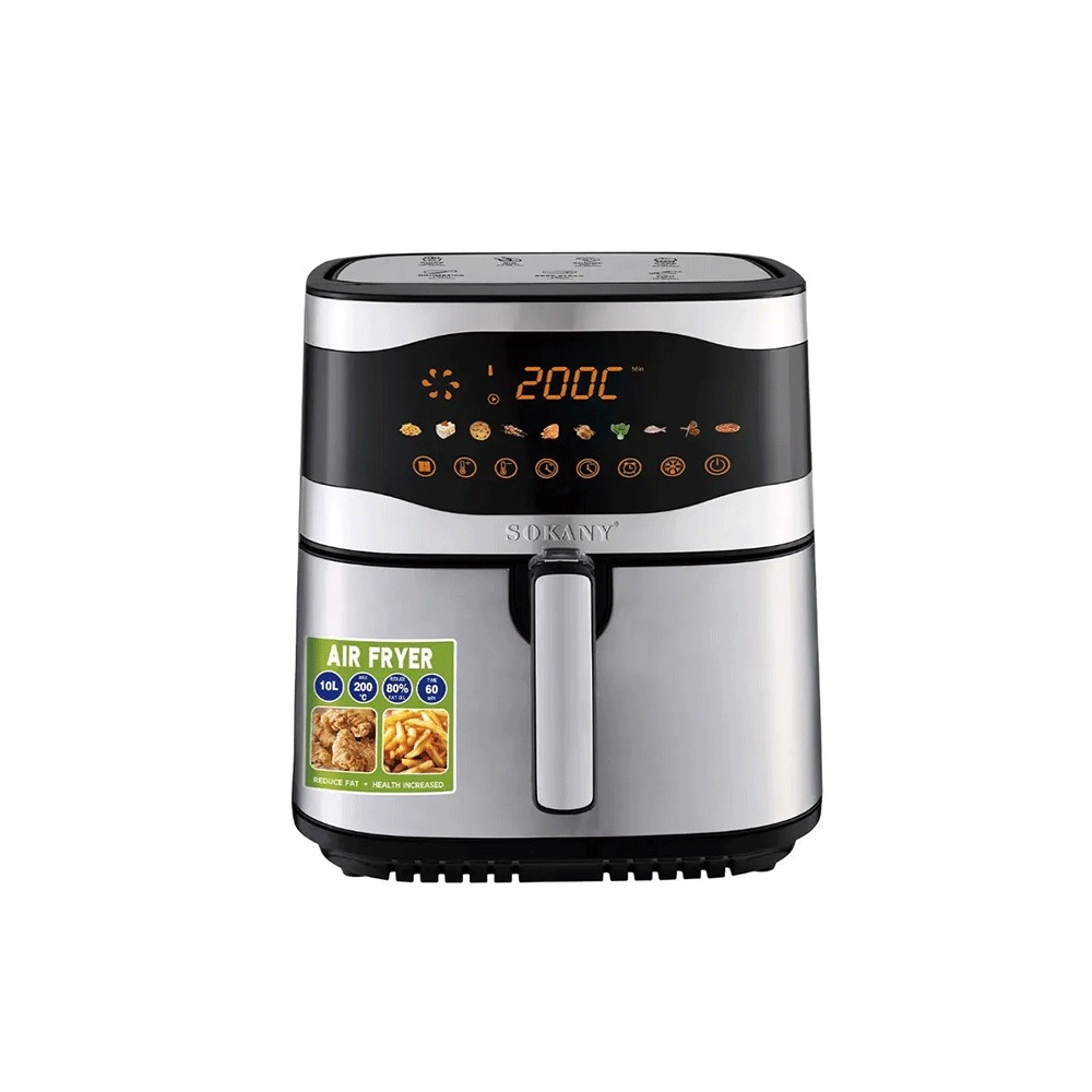 سوكاني قلاية هوائية رقمية بسعة 10 لتر وقوة 2200 وات للطهي الصحي بدون زيت موديل SK-10091 - فضي 