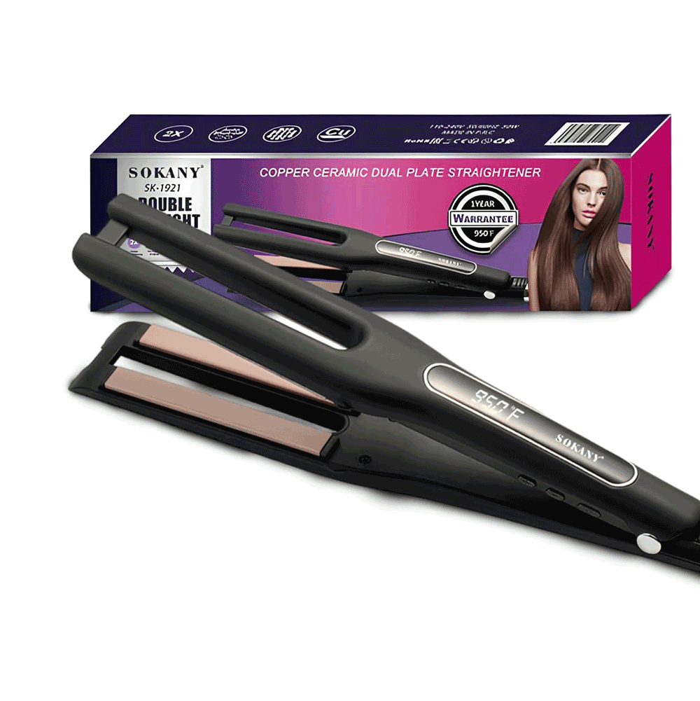 سوكاني مكواة فرد الشعر المزدوجة بقوة 50 وات موديل SK-1921 - متعدد الألوان