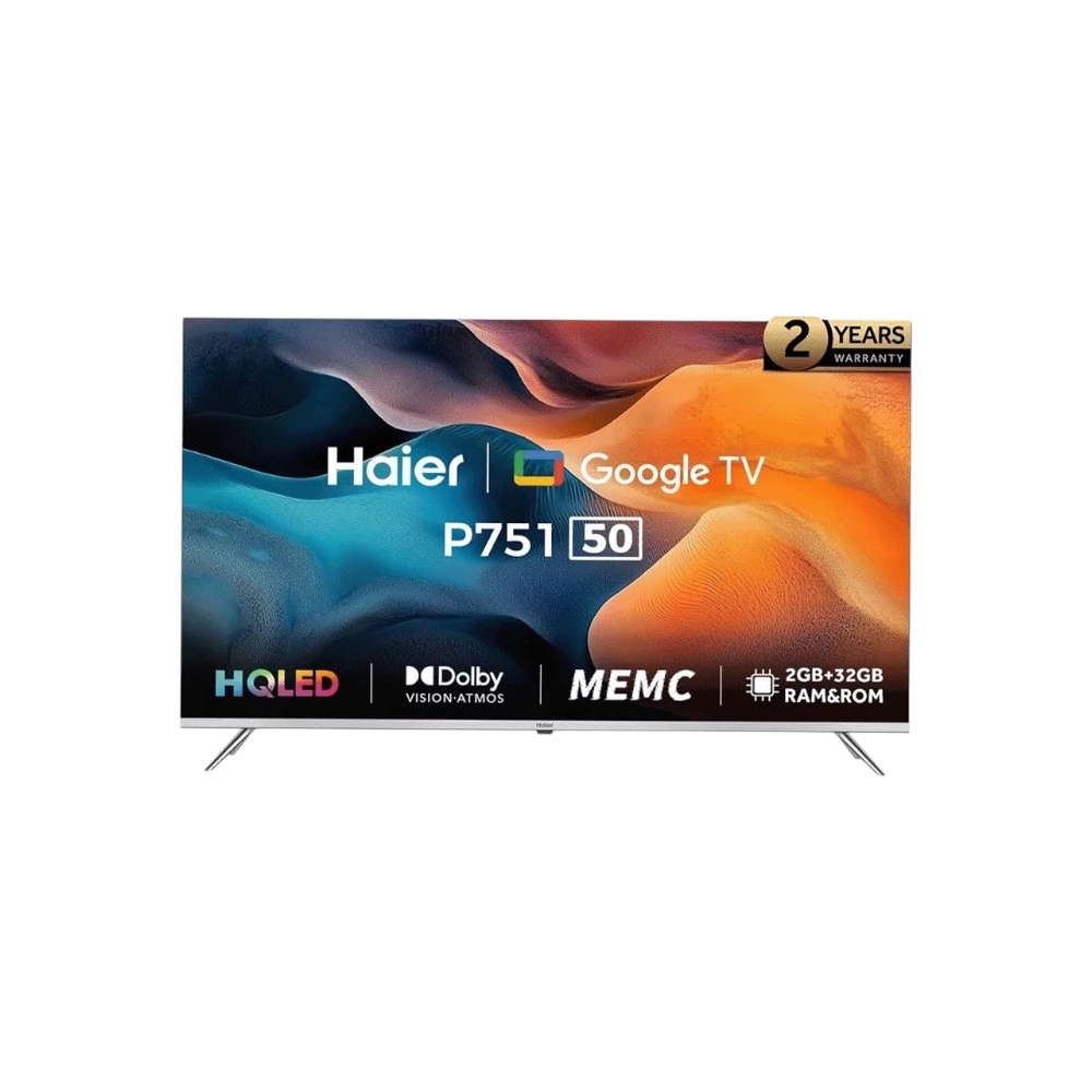 هاير تلفزيون 50 بوصة سمارت 4K بقوة 100 وات موديل H50P751UX - أسود