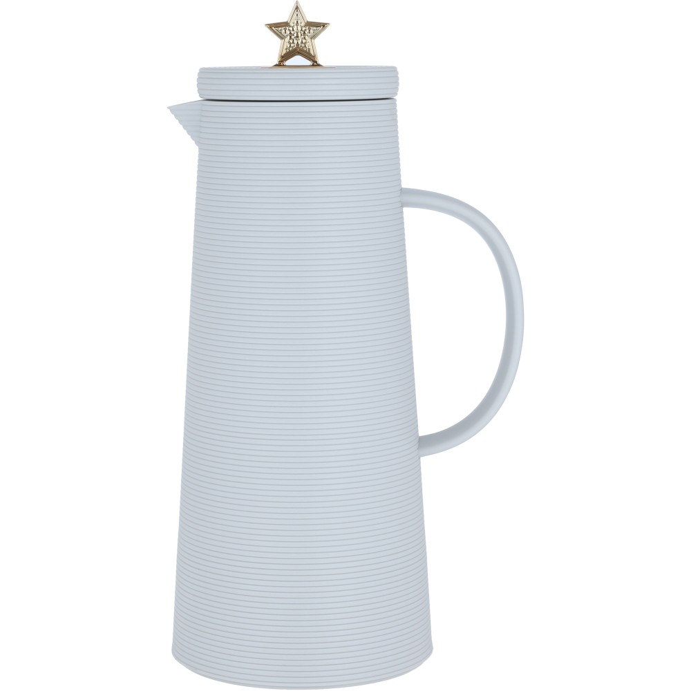 ترمس رويال 8 بغطاء نجمة السيف غاليري، 1 لتر، حافظة داخلية زجاج، هيكل خارجي بلاستيك - رمادي فاتح