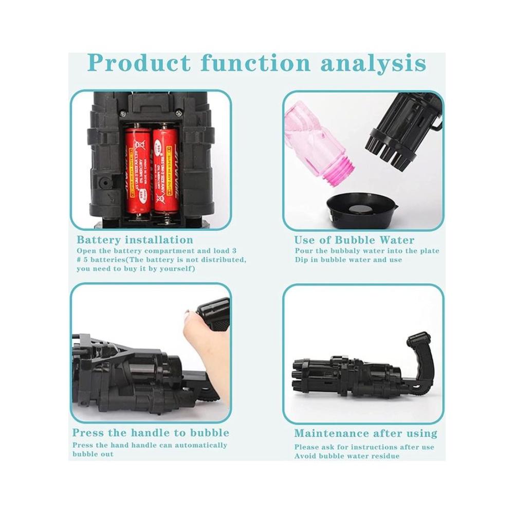 لعبة مسدس صنع الفقاعات مع محلول للفقاعات - 8 فتحات 