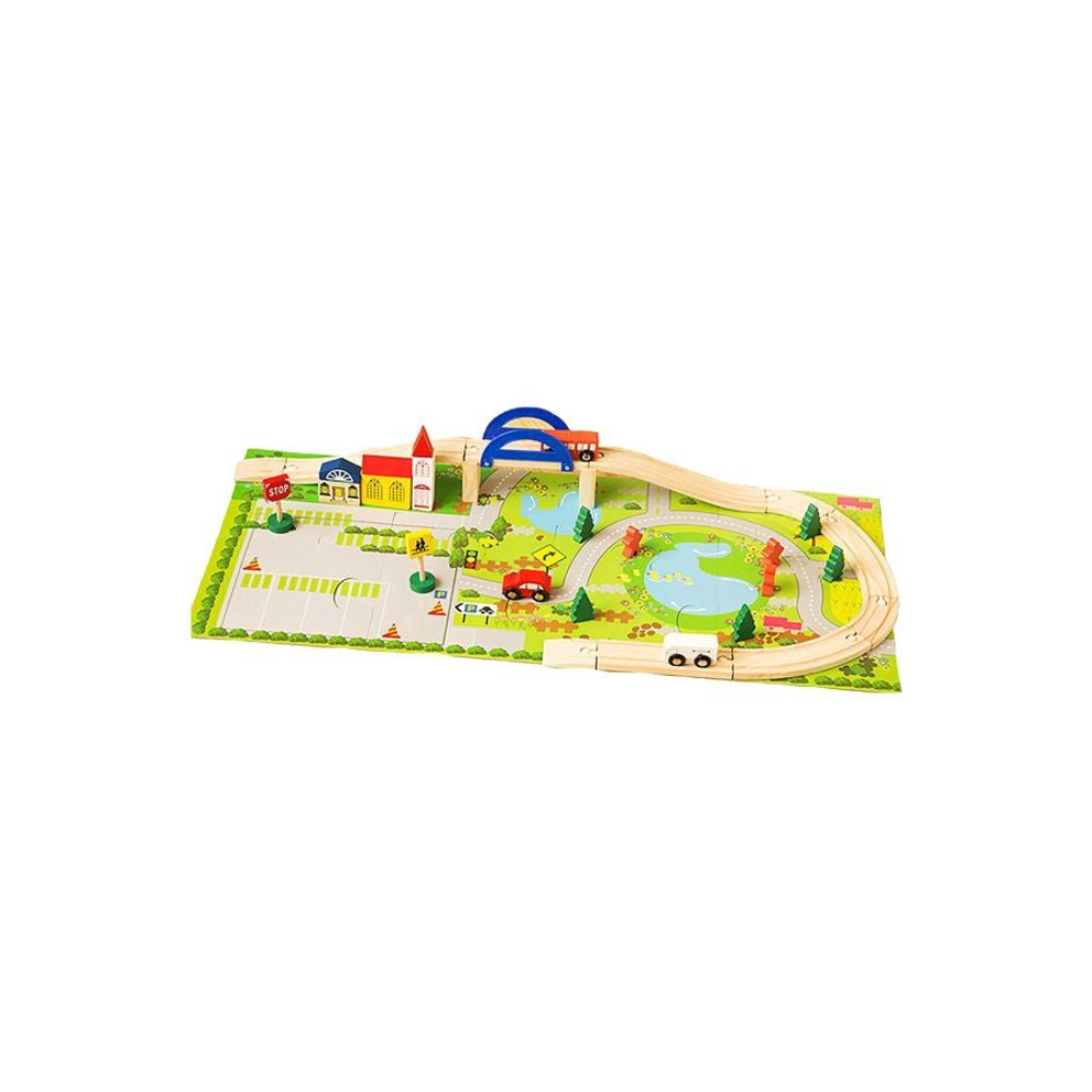 ويبي طقم مسار قطار خشبي 40 قطعة - متعدد الألوان