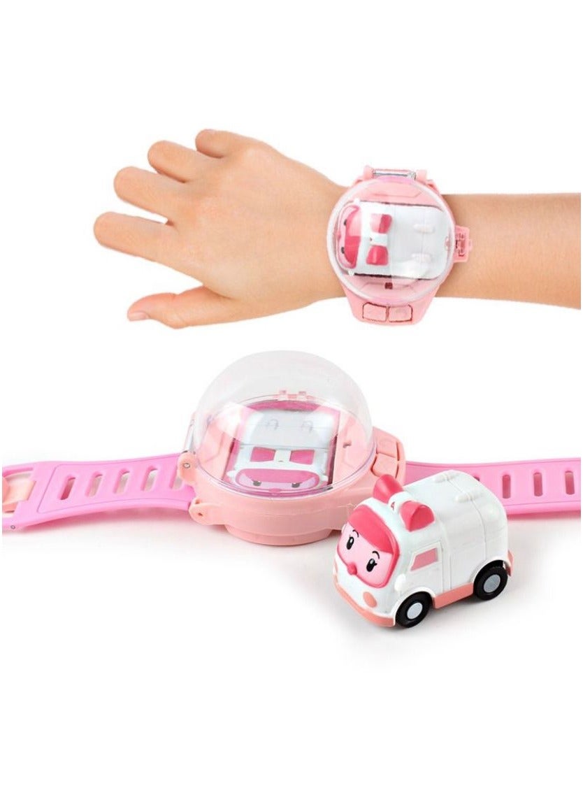 لعبة مرح سيارة تحكم عن بعد صغيرة بساعة سباق 2.4 جيجا هرتز وشحن USB - تصميم كرتوني