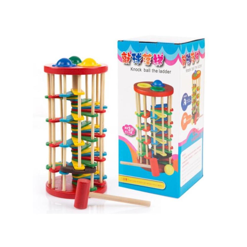 جو باي لعبة برج خشبي فاخرة مع مطرقة التسمير