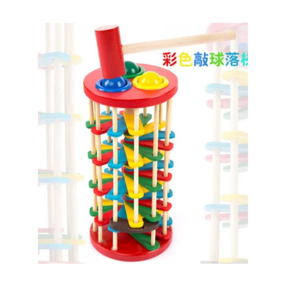 جو باي لعبة برج خشبي فاخرة مع مطرقة التسمير