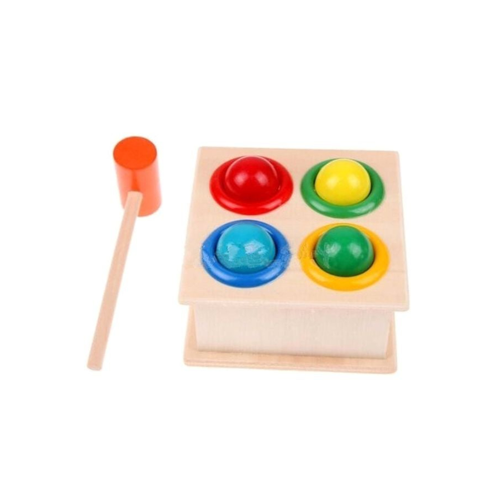 ال دبليو لعبة تعليمية خشبية مطرقة وكرات - 6 قطع
