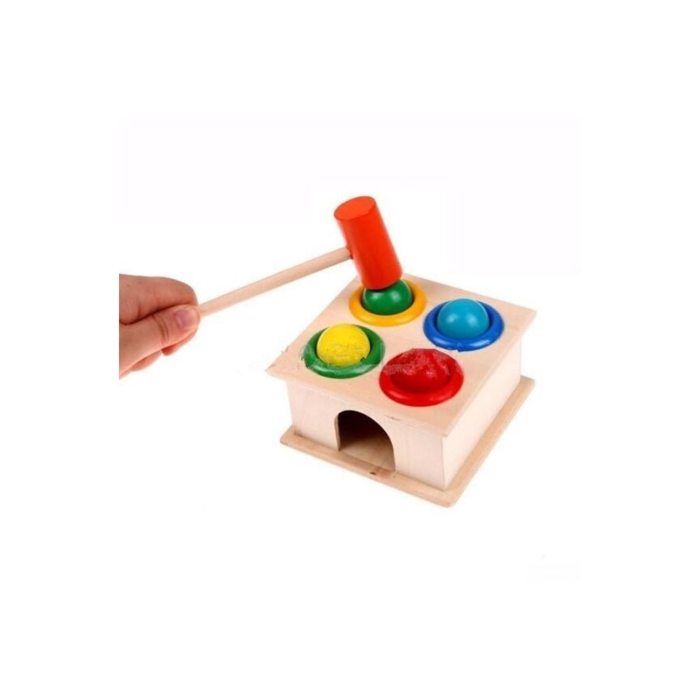 ال دبليو لعبة تعليمية خشبية مطرقة وكرات - 6 قطع
