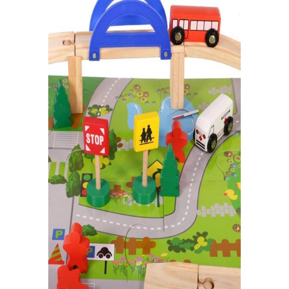  طقم لعبة تعليمية خشبية جسر سكة حديدية - 40 قطعة