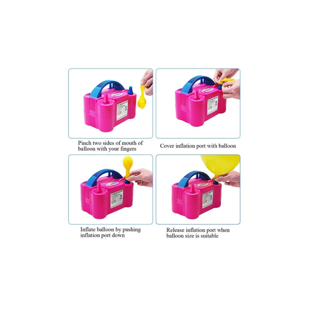  منفاخ هواء كهربائي للبالونات وردي - 20x15x13 سم