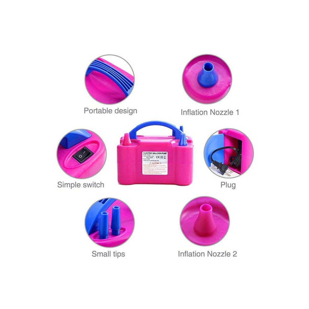  منفاخ هواء كهربائي للبالونات وردي - 20x15x13 سم