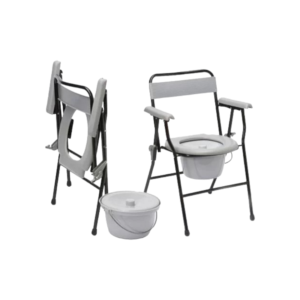 كرسي قابل للطي مع الحمام لذوي الاحتياجات الخاصه - رمادي