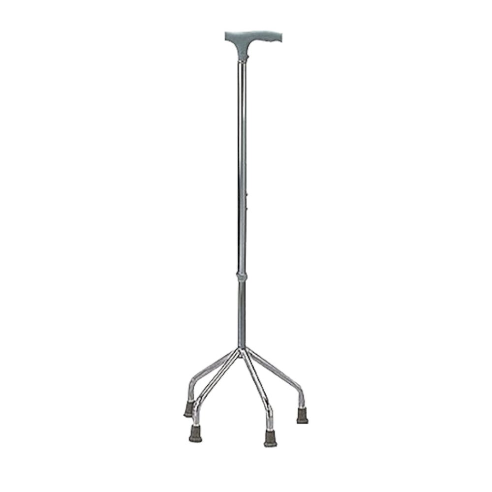 عصا عكاز استيل بأربعة أرجل للمسنين - أسود