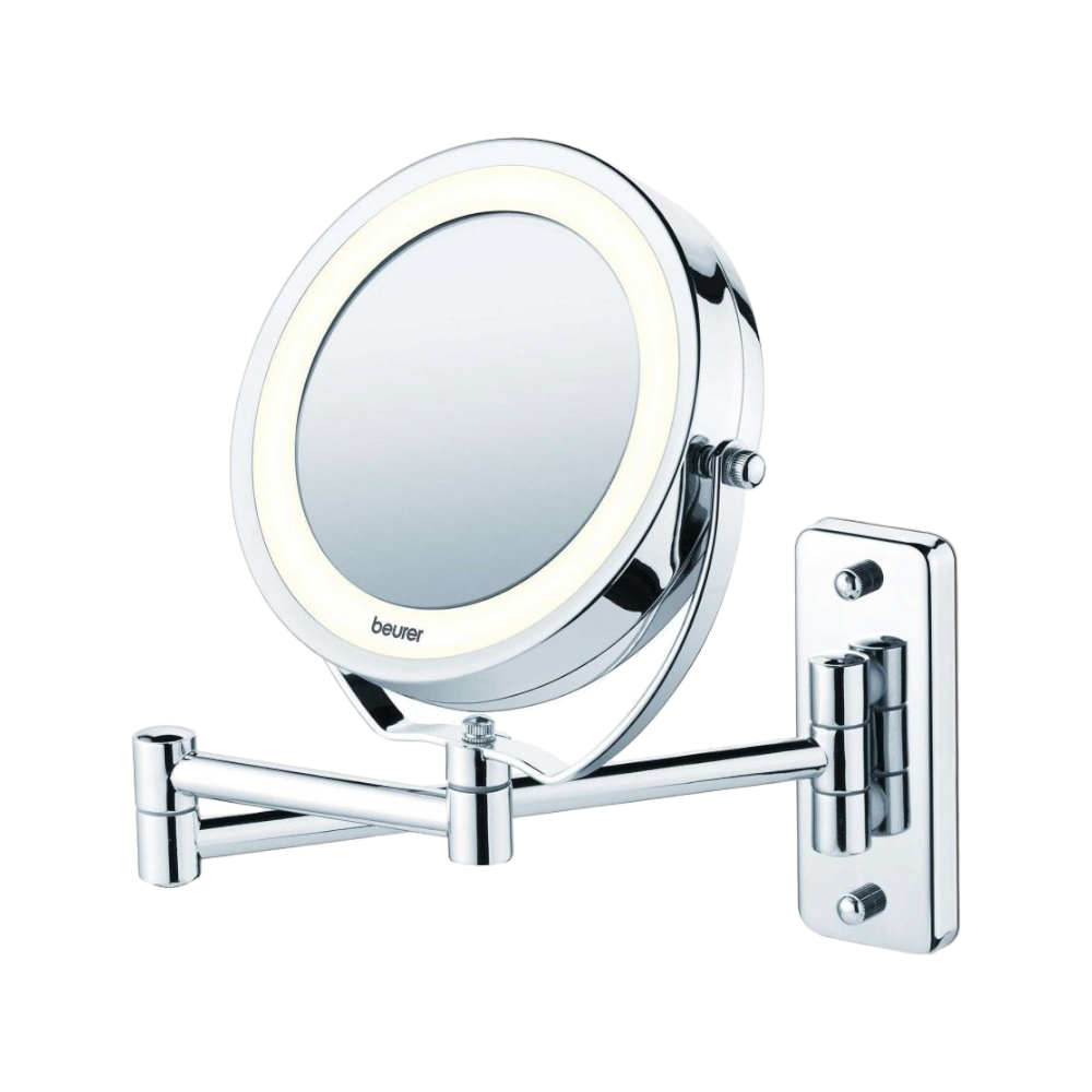 بيورير مرآة تجميل مضيئة قابلة للتثبيت على الحائط موديل BS 59 - فضي