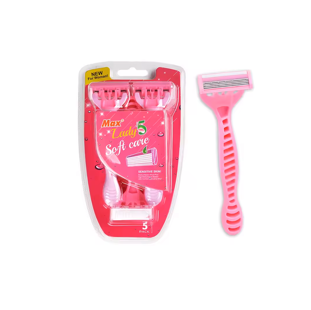 ماكس لييدي سوفت كير مكينة حلاقة نسائية للبشرة الحساسة  - 5 قطع