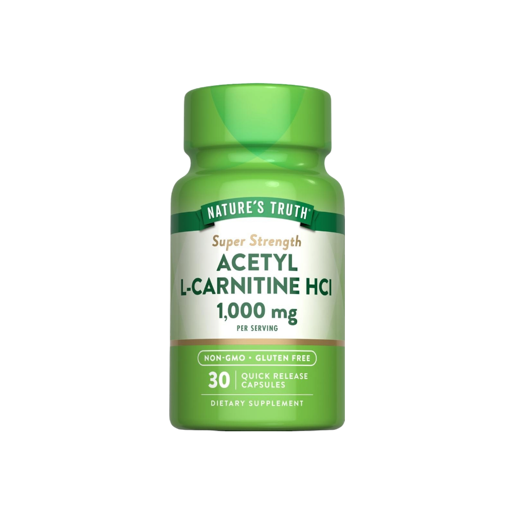 ناتشرز تروث إن-أسيتيل إل-كارنتين 1000 مجم مكمل غذائي مصمم لدعم الطاقة والأداء البدني - 30 كبسولة