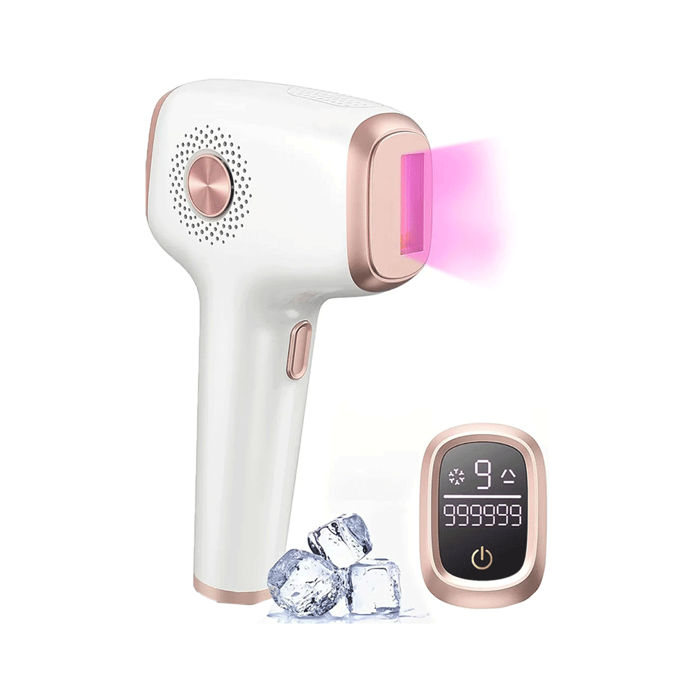 انزا جهاز إزالة الشعر بتقنية IPL مع وظيفة التبريد الجليدي 999999 ومضة - أبيض