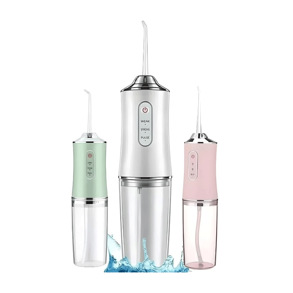 جهاز ري الفم متعدد الوظائف الكهربائي لتنظيف عميق للأسنان واللثة واللسان - أبيض